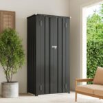 Aoxun 2.5×1.5ft Vertical Shed Outdoor Storage Cabinet Outdoor & Indoor Use Metal Vertical Shed with 3 Layer Outdoor Waterproof Tall Cabinet 2 Adjustable Shelves for Garage,… - Image 9