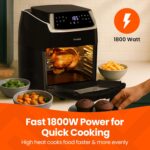 12L Digital Air Fryer Oven with Rotisserie 1800W Large Air Fryer with Touch Panel & 8 Cooking Presets, Shelves, Basket, Racks & Drip Tray Black & Silver Finish - Image 3