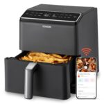 Dual Blaze Air Fryer with Top & Bottom Heating, No Shaking & No Preheating, 6.4L Capacity, No Noise During Cooking, Black