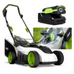 SLM50 Small Alloy Steel Lawnmower | Cordless Electric Lightweight Grab and Go | 2 Cutting Heights | 5200 RPM 10 Inch Width | 18 V | 30 mins Runtime, Grey/Green/White - Image 8
