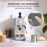 Barista Slimline Espresso Machine | Integrated Milk Frother | Compact Coffee Maker for CappuccinosLattes & More | 15 Bar Pump | Silver [VCF185] - Image 3
