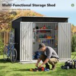 UDPATIO Metal Shed 8×4 FT, Outdoor Garden Storage, Waterproof Metal Shed for Firewood, Garbage Can, Tool, Lawnmower, Bike Shed, Galvanized Steel with Lockable Door for Backyard,… - Image 9