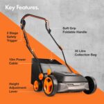 VonHaus Artificial Grass Brush 1800W – Electric Corded Lawn Sweeper Cleaner Machine for Fake Turf – 45L Collection Bag, 10m Cable, 5 Adjustable Heights, 370mm Working Width,… - Image 7