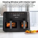 11L Dual Zone Air Fryer – 2700W Energy-Saving Colour Touch Display Cooker with 8 Cooking Functions – Fries, Steak, Chicken, Grill, Fish, Shrimps, Pizza, Dehydrate, Black - Image 6