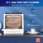 Mini Table Top Dishwasher – Upgraded 6 Programs Portable Countertop Dishwasher No Plumbing with 2 Water Supply Modes for Kitchen Apartment Outdoor – with Baby Care Mode - Image 5