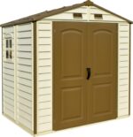 StoreAll 8 x 6 (4.12 m2) Plastic Garden Storage Shed with 1 Fixed Window & Metal Foundation Kit, Strong Metal Roof Structure Fire Retardant and Maintenance-Free Storage…