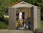 Keter Factor 8 x 6 ft Outdoor Storage Shed, Beige/Brown - Image 9