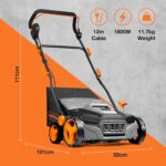 Artificial Grass Brush 1800W – Electric Lawn Sweeper Cleaner Machine, 45L Collection Bag, 12m Cable, 5 Adjustable Heights, 380mm Working Width, Foldable Handle - Image 8