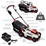 Cordless Lawnmower 40V – Brushless Motor Lawn Mower with 2x 4.0Ah Batteries & Dual Charger, 37cm Width, 6 Heights – Heavy Duty Lawnmower for Medium and Large Gardens – 35L… - Image 9