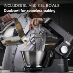 Chef Baker Silver KVC85.004BK, Stand Mixer with Integrated Scale, 3 Stainless Steel Mixing Hooks and Rubber Whisk, 5L and 3.5L Bowls, 1200W, Black - Image 3