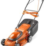 380R Electric Rotary Lawn Mower – 38 cm Cutting Width, 45 Litre Grass Box, Close Edge Cutting, Rear Roller, Central Height Adjust, Space Saving Storage Features