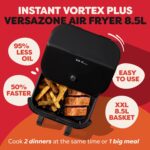 Pot – Versazone Dual Black Air Fryer – Large 8.5L, Family Size – Single Double Basket with Divider – 8 in 1 – Food Dehydrate, Grill, Bake, Roast, Reheat, Non-Stick, Easy… - Image 2