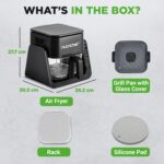 Air Fryer and Grill, 4 Litre Airfryer, 7 in 1, Preset Cook Modes, Transparent Fry Bowl, Cook Shrimp, Steak, Fries, 4L Glass Air Fryer and 1.2L Grill, Black - Image 9