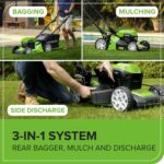 48V (2x24V) Self Propelled Cordless Lawnmower for Large Lawns up to 480m2, 46cm Cutting Width, 55LBag PLUS Two 4Ah Batteries and Twin Charger, 3 Year Guarantee… - Image 9