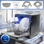 Table Top Dishwasher DW5 BK 950W Compact Tabletop Dish Washer Mini 5L Dishwashers with 8 Wash Cycles Electric Countertop Cleaner for Quick Eco Cleaning Plates Glass… - Image 2
