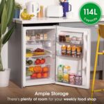 Under Counter Fridge 50cm Wide Freestanding White 114 Litre Removeable Glass Shelves & Drawer, Adjustable Feet & Reversible Door A85UCLF504E1W (New 2025 Model, White) - Image 6