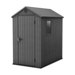 Keter Darwin Outdoor Apex Single Door Garden Storage Shed 6 x 4ft Grey Wood Look and Feel | Fade Free | All Weather Resistant | Safe and Secure | Zero Maintenance | 15 year…