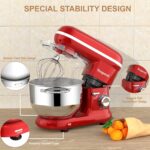 Stand Mixer, Vospeed Food Mixer Dough Blender, 6.2L Electric Cake Mixer with Bowl, Beater, Hook, Whisk, Egg Separator & Silicone Spatula, Dishwasher Safe (Red) - Image 3