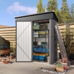 Aoxun 2.5×1.5ft Vertical Shed Outdoor Storage Cabinet Outdoor & Indoor Use Metal Vertical Shed with 3 Layer Outdoor Waterproof Tall Cabinet 2 Adjustable Shelves for Garage,… - Image 10