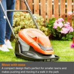 Plus 360V Hover Collect Lawn Mower – 1800W Motor, 36cm Cutting Width, 26 Litre Grass Box, Folds Flat, 10m Cable Length, Orange and Grey - Image 2