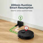 Ultenic Robot Vacuum Cleaner with Mop 8000Pa/200Mins, Precision LiDAR Navigation, 3 in 1 Sweep & Mop Robot,5 Maps, No-go Zone, App Control for All Floor, Carpet & Pet Hair - Image 4