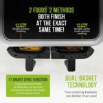 Vizion 9L Dual Basket Air Fryer with Digital Control Panel, 8 Cooking Pre-sets, Sync Function & Match Cook Function, Shake Reminder, 2400W, Black, T17177 - Image 4