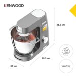Titanium Chef Patissier XL Stand Mixer for Baking- Powerful Food Mixer, With K-Beater, Dough Hook, Whisk, and 2 Bowls 5L and 7L, KWL90.004SI, 1400W, Silver - Image 5
