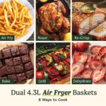 Tri Zone 13.6L Air Fryer & Oven | PFAS-Free | XXXL capacity | 3 Independent Cooking Zones | Dual 4.3L Air Frying Baskets + 5L Oven Drawer | 9-in-1 Cooking Functions |… - Image 7
