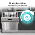 HS622E90XUK Freestanding Standard Dishwasher 85cm High- Stainless Steel – E Rated, Silver, 24 x 23 x 33 inches (L x W x H) [Energy Class E] - Image 5