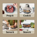 CRISPi Portable Air Fryer, 3.8L, 4-in-1: Air Fry, Roast, Keep Warm, Recrisp, Space Saving Compact Design, 2x Removable Glass Containers & Lids, 1700W, Stone FN101UKST - Image 8