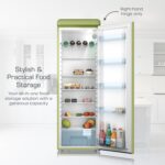 Swan Retro Tall Larder Fridge with 337L Capacity, 5 Glass Fridge Shelves, 1 Chrome Wine Rack, 6 Door Shelves, 1 Salad Crisper, Green, SR11050GNE - Image 3