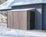SideMate PLUS 4 x 8 (2.95 m2) Plastic Garden Shed with Metal Foundation Kit, Reversible Door, Strong Metal Roof Structure, Maintenance-Free Vinyl Shed – Dark Grey - Image 8