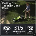 40V Cordless Lawnmower for Lawns up to 400m², 35cm Cutting Width, 40L Bag PLUS Two 40V 2Ah Batteries & One Charger, 3 Year Guarantee-G40LM35K2X, Green - Image 3