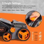 Artificial Grass Brush 1800W – Electric Lawn Sweeper Cleaner Machine, 45L Collection Bag, 12m Cable, 5 Adjustable Heights, 380mm Working Width, Foldable Handle - Image 5