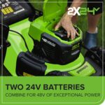 48V (2x24V) Self Propelled Cordless Lawnmower for Large Lawns up to 480m2, 46cm Cutting Width, 55LBag PLUS Two 4Ah Batteries and Twin Charger, 3 Year Guarantee… - Image 5