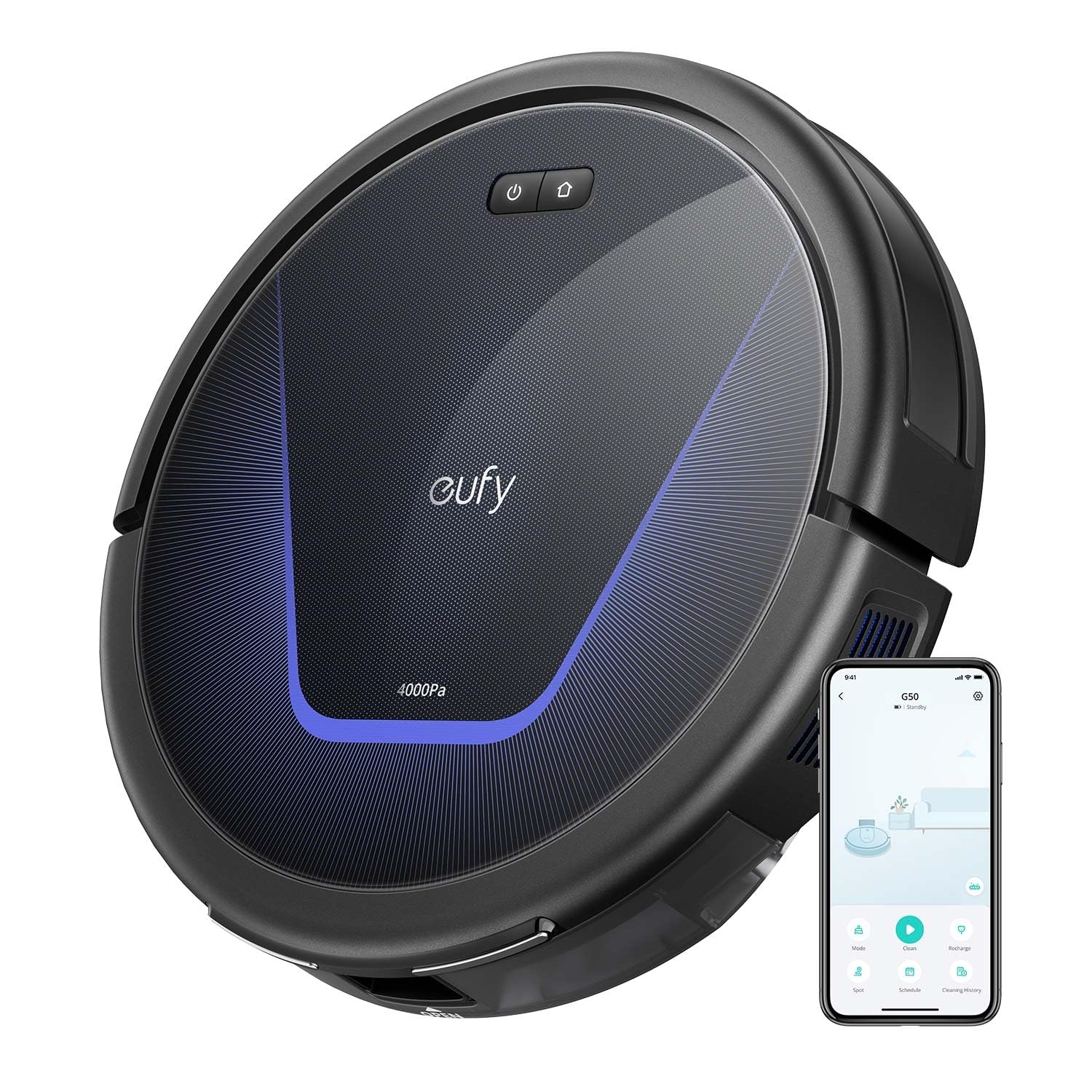 Version 1.0.0 G50 Robot Vacuum Cleaner with 4,000 Pa Strong Suction, Pro-Detangle Comb, Roller Brush, Automatic Charging, Quiet, Work with Alexa, BoostIQ, Ideal for Pet Hair, Hard… - Image 1