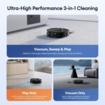 Ultenic Robot Vacuum Cleaner with Mop 8000Pa/200Mins, Precision LiDAR Navigation, 3 in 1 Sweep & Mop Robot,5 Maps, No-go Zone, App Control for All Floor, Carpet & Pet Hair - Image 5