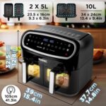 XXL Air Fryer AF34 BK 10L Digital Family Size Air Fryers Oil Free Triple Drawers 10in1 Dual Zone Extra Large AirFryer for Family Cooking with Dishwasher Safe Non-Stick… - Image 2