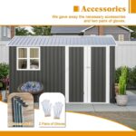BIRCHTREE Garden Shed Steel Apex Roof House Outdoor Backyard Storage With Lockable Double Doors Window Free Foundation Tool Equipment Organizer Air Vents 10x8FT Anthracite - Image 6