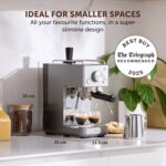 Barista Slimline Espresso Machine | Integrated Milk Frother | Compact Coffee Maker for CappuccinosLattes & More | 15 Bar Pump | Silver [VCF185] - Image 7