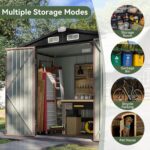 Aoxun Garden Sheds 6x4ft, Metal Shed Bike Tool Shed, Sheds and Outdoor Storage with Lockable Doors & Slooping for Backyard, Patio, Poolside,Brown - Image 7
