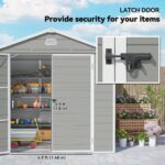 Outsunny 8 x 6ft Plastic Shed with Foundation Kit, All Weather Resistant Resin Outdoor Garden Shed with Vents, Apex Roof and Lockable Door for Patio Lawn, Light Grey - Image 6