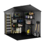 Keter Darwin Outdoor Apex Double Door Garden Storage Shed 6 x 8ft Grey Evotech+ Wood Look and Feel | Fade Free | All Weather Resistant | Safe and Secure | Zero Maintenance | 15… - Image 8