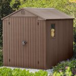 6x8ft Outdoor Resin Garden Shed – Brown Evotech+ Wood-Look | Waterproof Resin Storage for Tools & Bikes | Double Doors | Lockable | 15 Yr Warranty | Zero Maintenance - Image 2