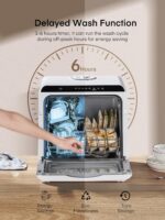 Table Top Dishwasher, Mini Countertop Dishwasher W/ 6 Programs, Delayed Start Function and Air Drying Function, and 5L Built-in Water Tank, No Installation Needed - Image 3