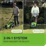 40V Cordless Lawnmower for Lawns up to 400m², 35cm Cutting Width, 40L Bag PLUS Two 40V 2Ah Batteries & One Charger, 3 Year Guarantee-G40LM35K2X, Green - Image 7