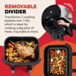 Pot – Versazone Dual Black Air Fryer – Large 8.5L, Family Size – Single Double Basket with Divider – 8 in 1 – Food Dehydrate, Grill, Bake, Roast, Reheat, Non-Stick, Easy… - Image 3
