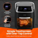 12L Digital Air Fryer Oven with Rotisserie 1800W Large Air Fryer with Touch Panel & 8 Cooking Presets, Shelves, Basket, Racks & Drip Tray Black & Silver Finish - Image 9