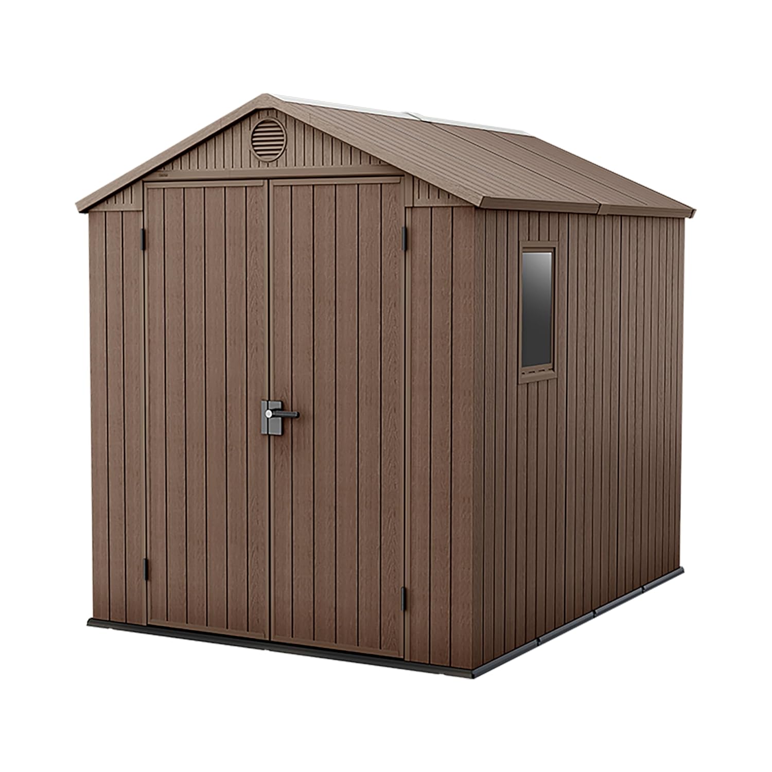 81kg332ot-L._SL1500_.jpg 6x8ft Outdoor Resin Garden Shed – Brown Evotech+ Wood-Look | Waterproof Resin Storage for Tools & Bikes | Double Doors | Lockable | 15 Yr Warranty | Zero Maintenance - Image 1