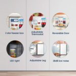 82L Under Counter Fridge with LED Lighting, Adjustable Temperature Control, Reversible Door and 3 star Ice Box, White, E rated - Image 2
